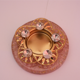 Rose Quartz Crystal Orgone Tealight Holder