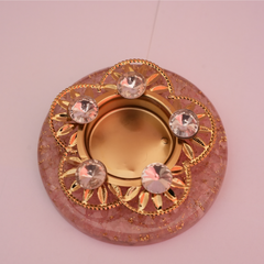 Rose Quartz Crystal Orgone Tealight Holder